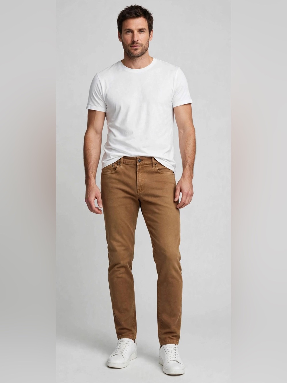 Men's Slim Chino Pants in Camel Tan